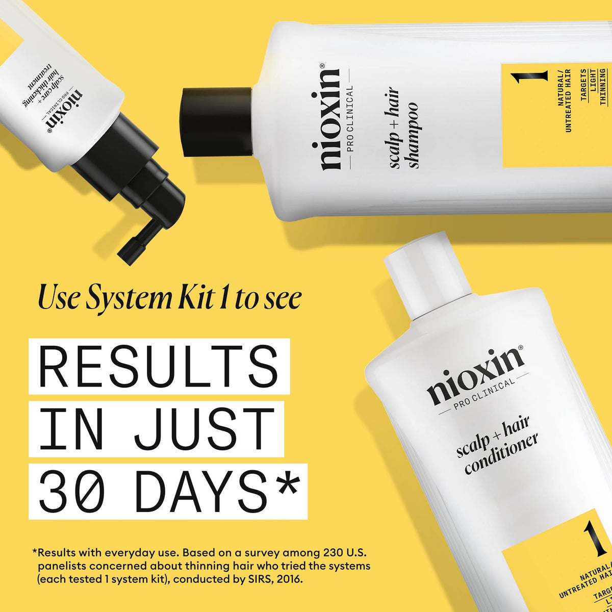 NIOXIN Shampoo Épaississant Système 1 500ml sur un lavabo