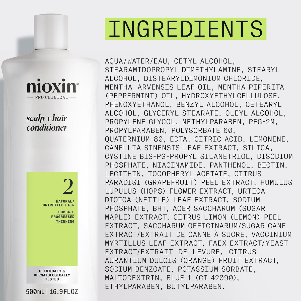 NIOXIN Système 2 après-shampooing 558g avec texture crémeuse sur main