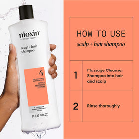 NIOXIN Système 4 shampooing avec ingrédients naturels en arrière-plan