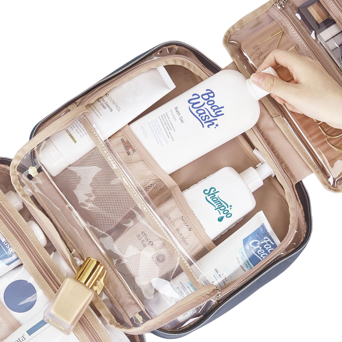 NISHEL trousse de toilette avec accessoires de beauté à l'intérieur