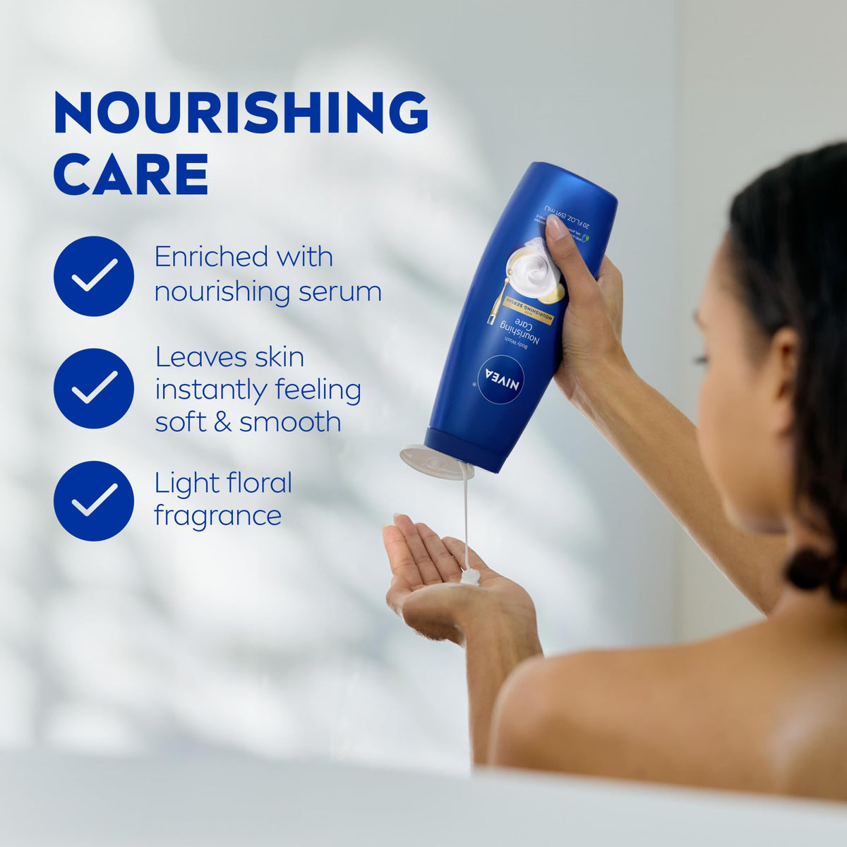 NIVEA Gel Douche Nourrissant 3 x 600 ml affichant la texture crémeuse