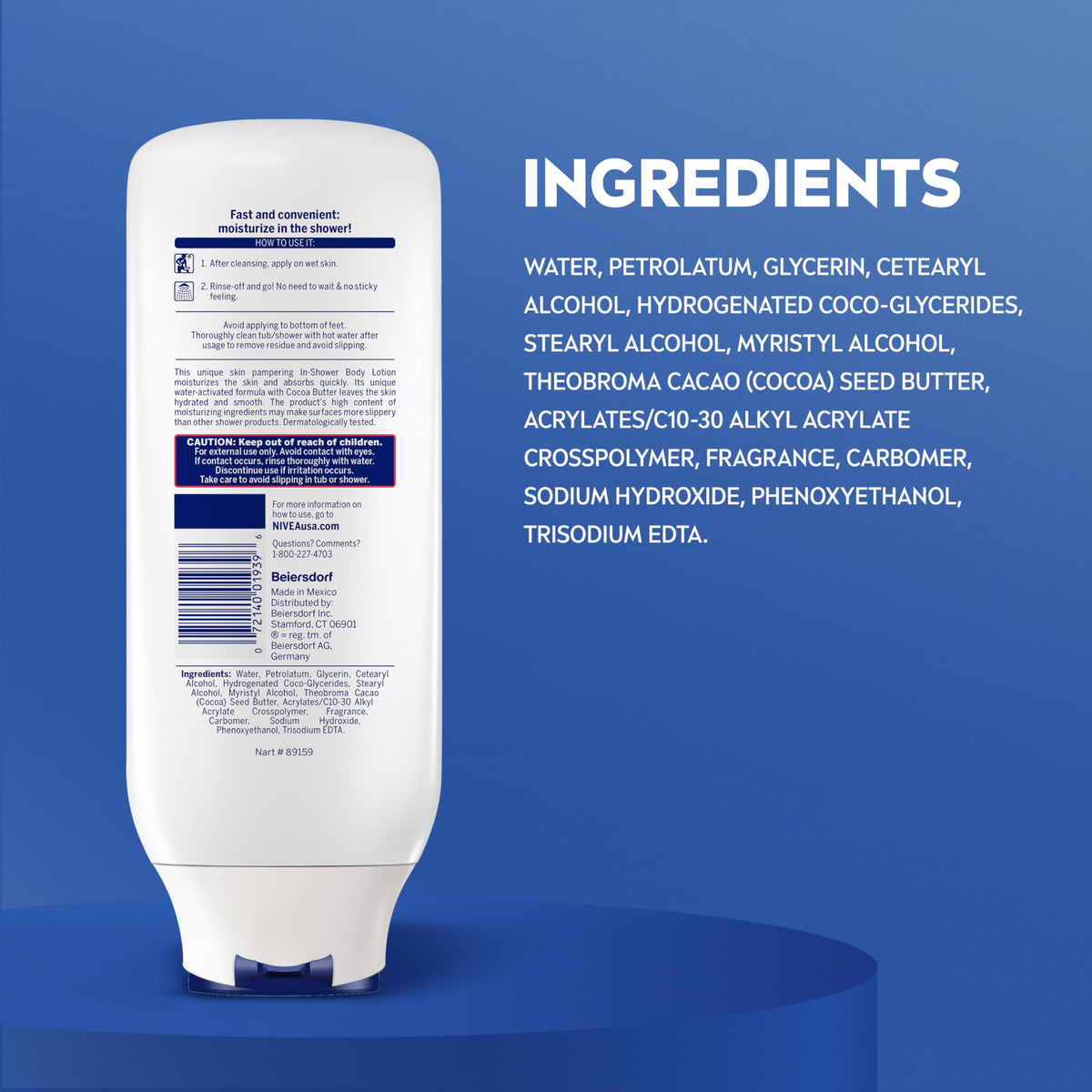 NIVEA Lotion au Beurre de Cacao, bouteille avec fond neutre