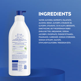 NIVEA Lotion Hydratante Raffermissante Q10 composition sur l'étiquette