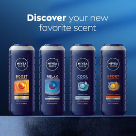 NIVEA MEN Gel Douche 3-en-1 en gros plan sur l'étiquette