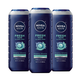 NIVEA MEN Gel Douche 3-en-1 Fresh Wave, pack de 3 bouteilles de 500 ml