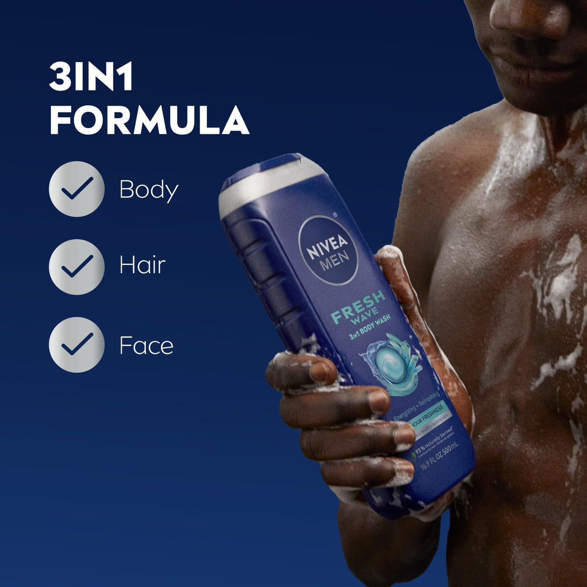 NIVEA MEN Gel Douche Fresh Wave bouteille de 500 ml vue de face