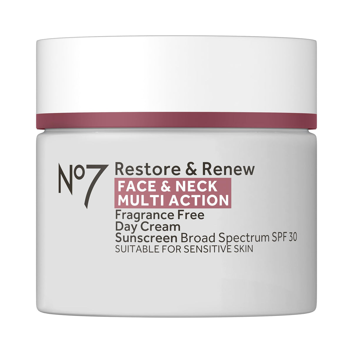 No7 Crème de Jour SPF 30 pour le visage et le cou, avant