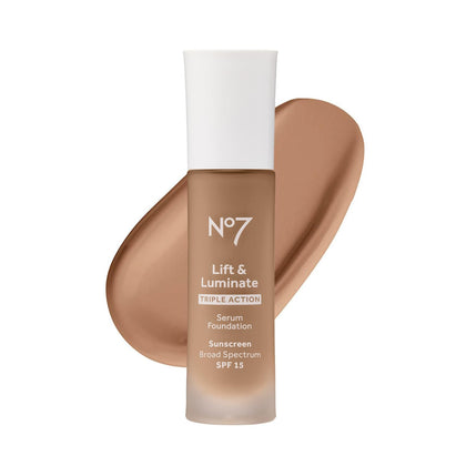 No7 Fond de Teint Sérum Triple Action 30ml couleur Tawny vue de face