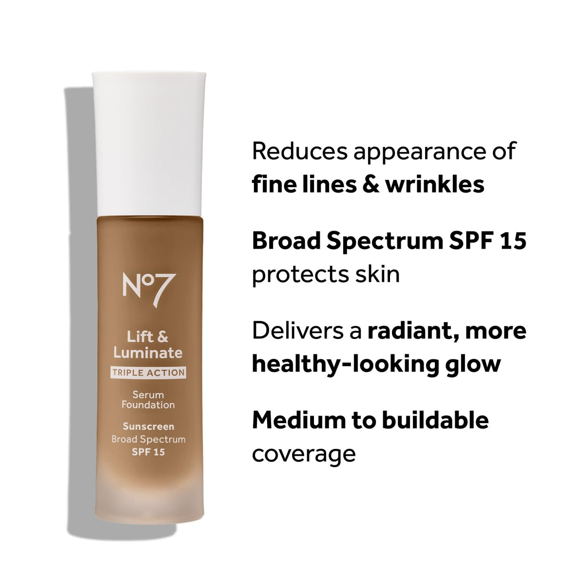No7 Fond de Teint Sérum Triple Action 30ml Umber en application sur le visage