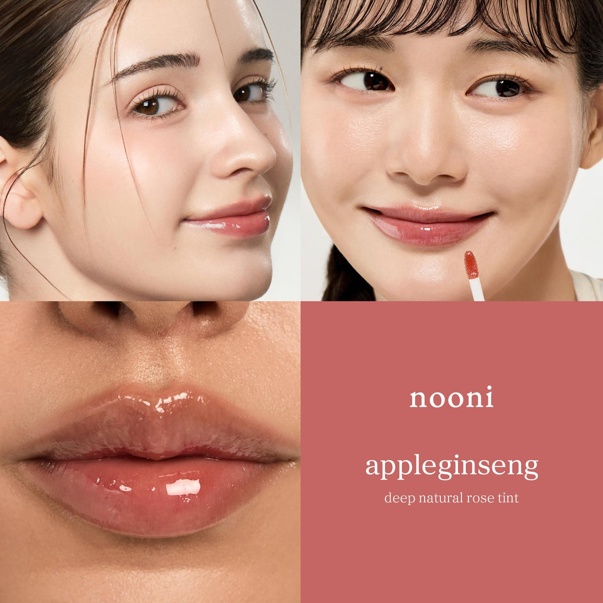 NOONI Huile à Lèvres Appleginseng affichée avec fruits