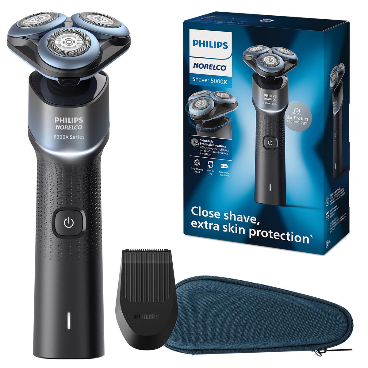 Norelco Rasoir 5000X vue avant avec tête de rasage