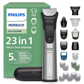 Norelco Tondeuse 9000 série All-in-One vue avant avec accessoires