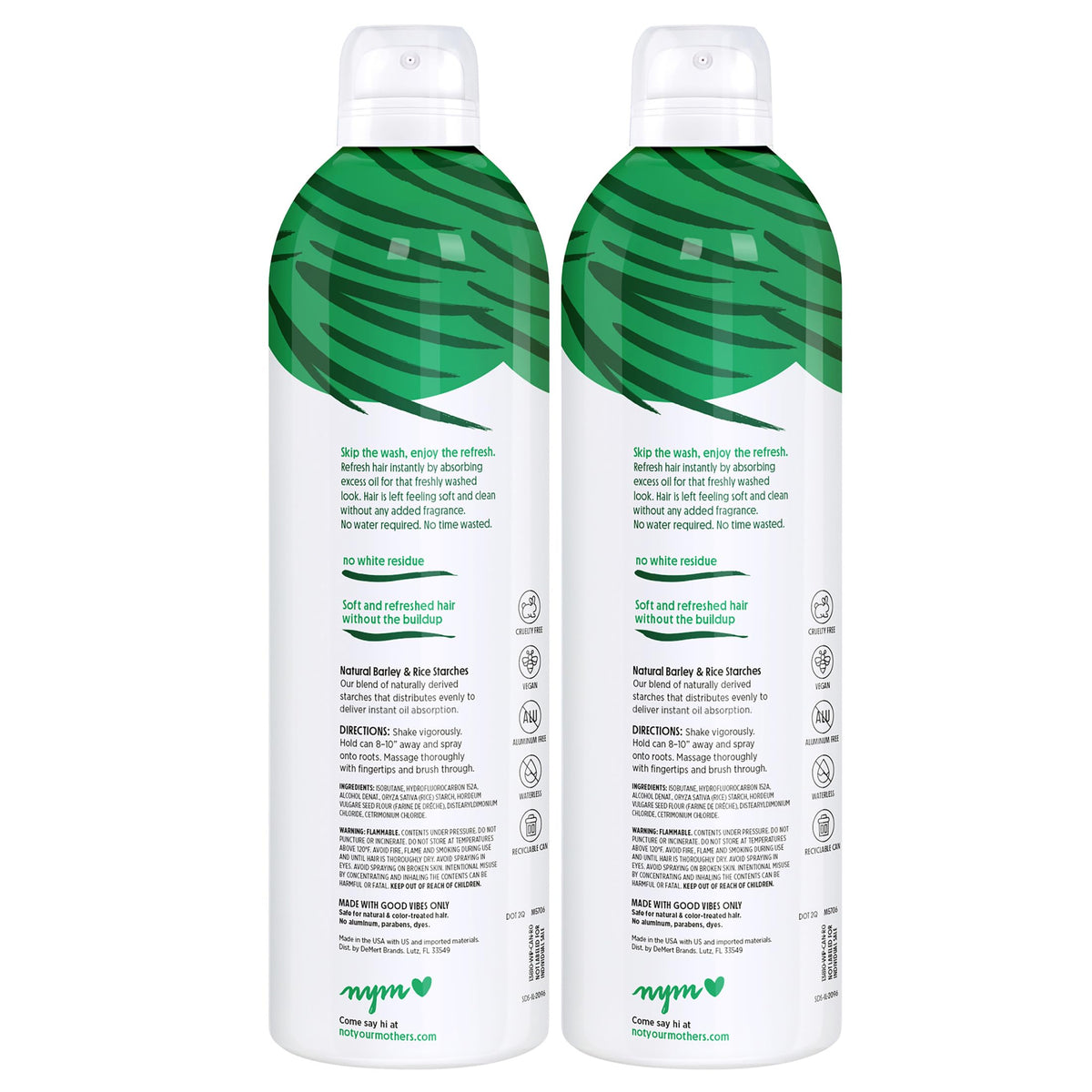 Not Your Mother's Shampoo Sec Jumbo Non Parfumé, vue latérale