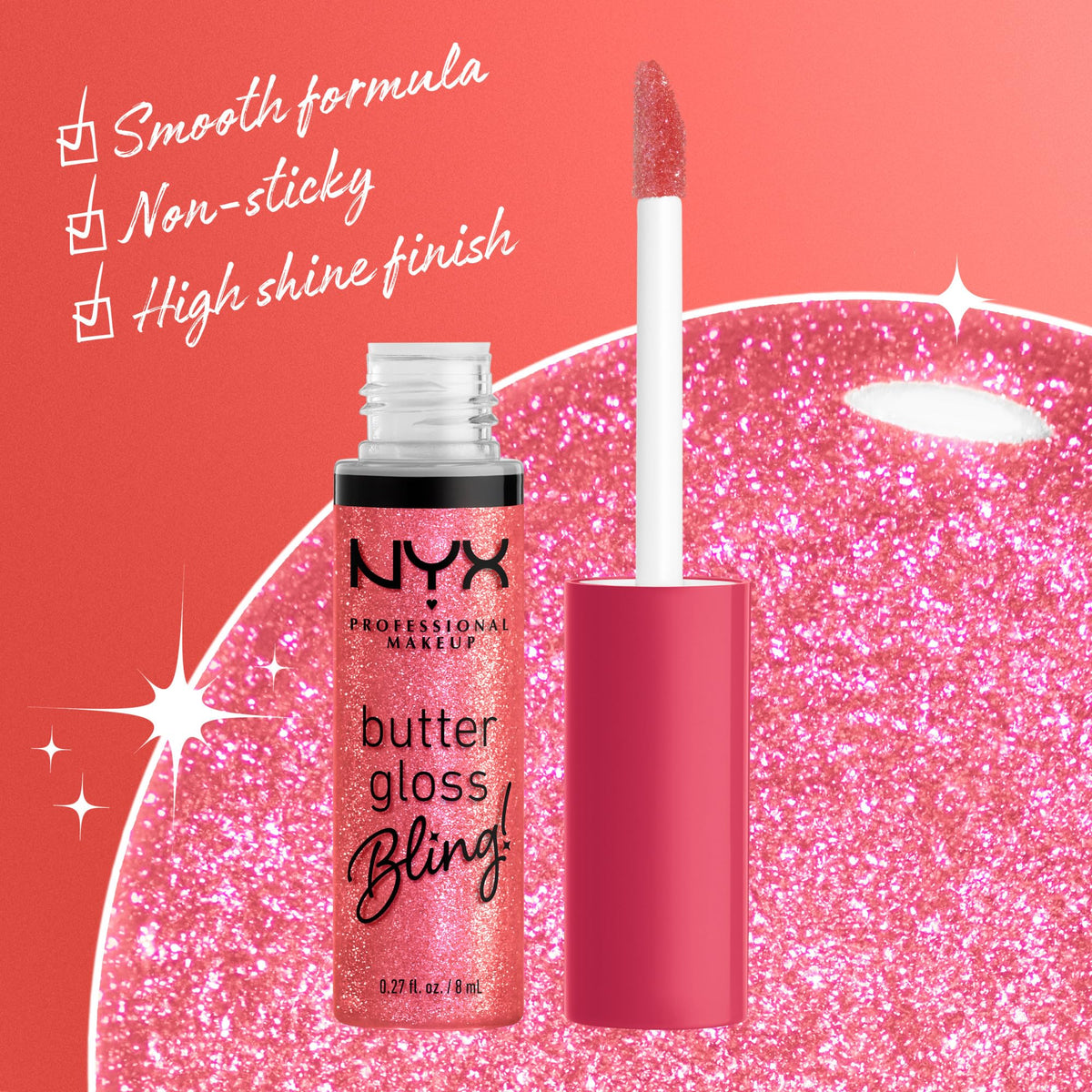Nuances de Gloss à Lèvres Bling NYX sur palette