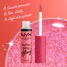 Nuances de Gloss à Lèvres Bling NYX sur palette