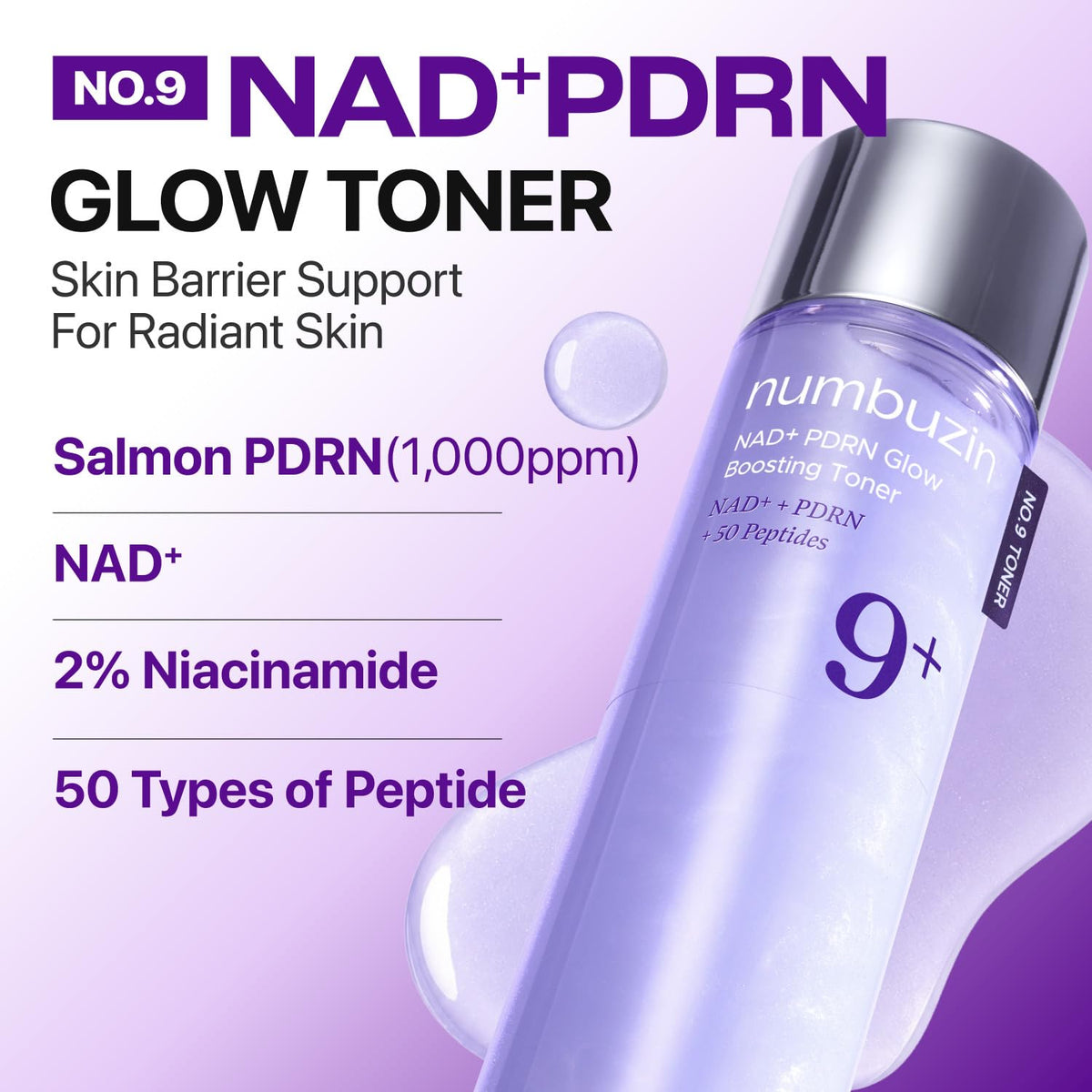 numbuzin Tonique No.9 PDRN au Saumon 150ml contenu et texture