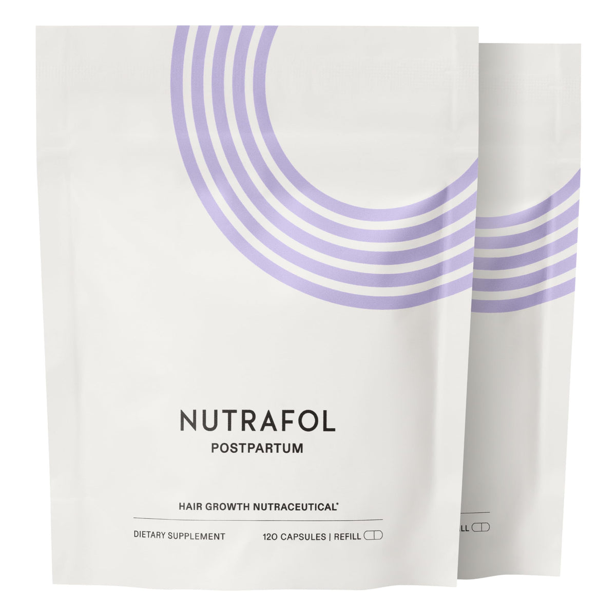 Nutrafol compléments alimentaires postpartum sachet de recharge vue avant