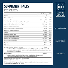 Nutrafol Compléments Capillaires 50+ pour Hommes, bouteille ouverte avec capsules visibles