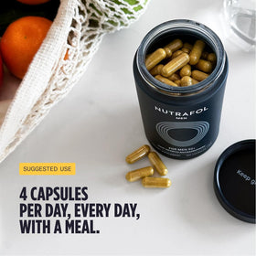 Nutrafol Compléments Capillaires 50+ pour Hommes, emballage et informations de produit