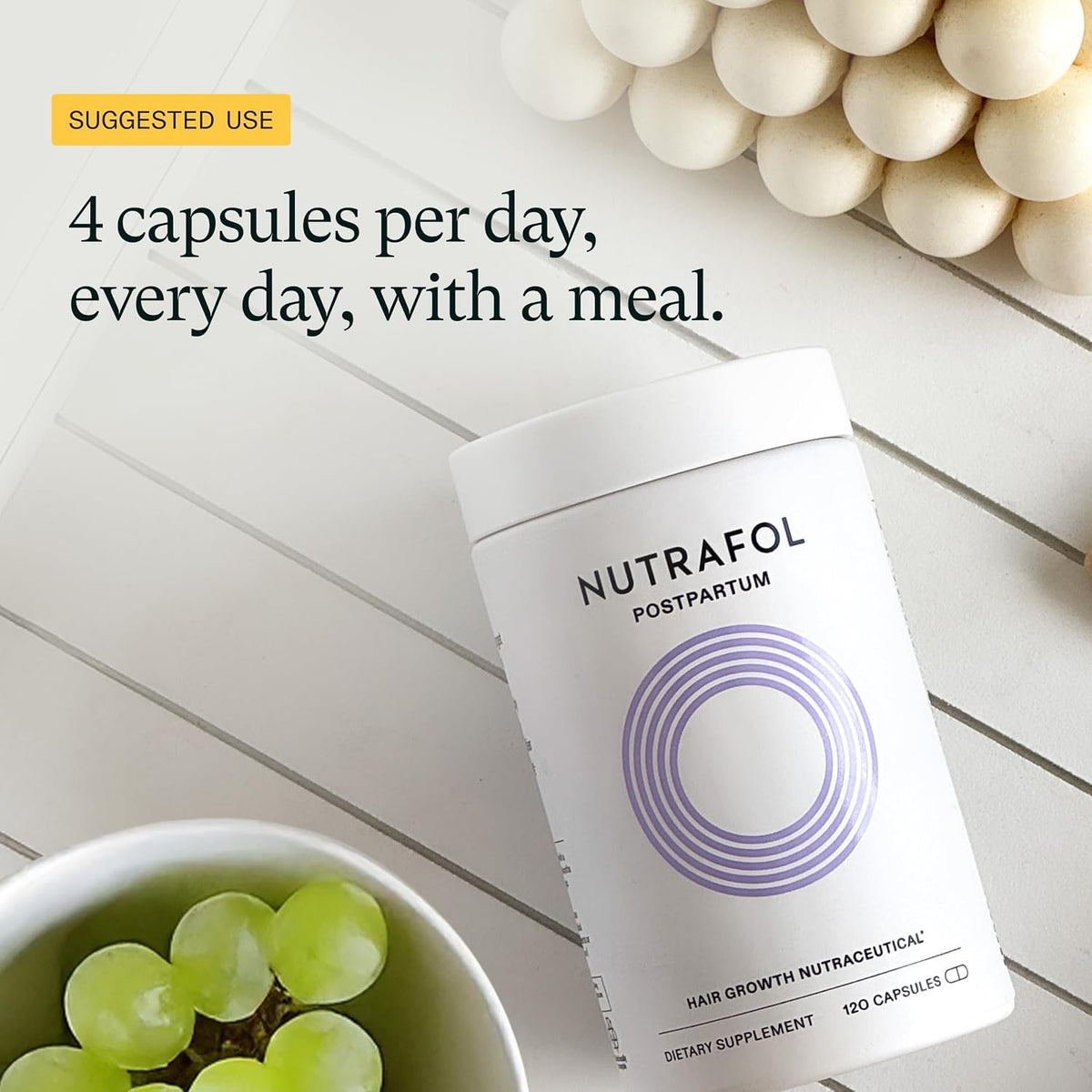 Nutrafol compléments capillaires postpartum avec pot et sachets