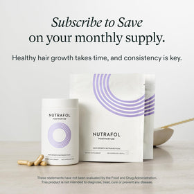 Nutrafol Compléments Postpartum, en vue aérienne avec un décor naturel