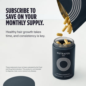 Nutrafol pour Hommes, présentation de la bouteille avec capsules