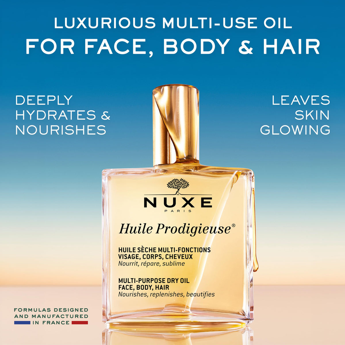 Nuxe Huile Prodigieuse texture non grasse sur peau