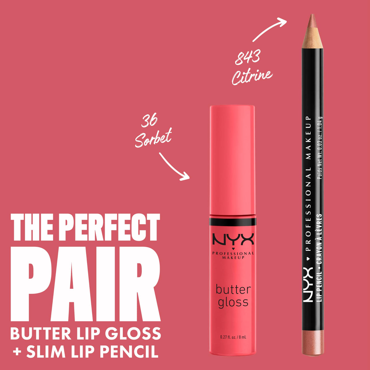 NYX Butter Gloss Sorbet 10g sur lèvres appliqué avec un fini brillant