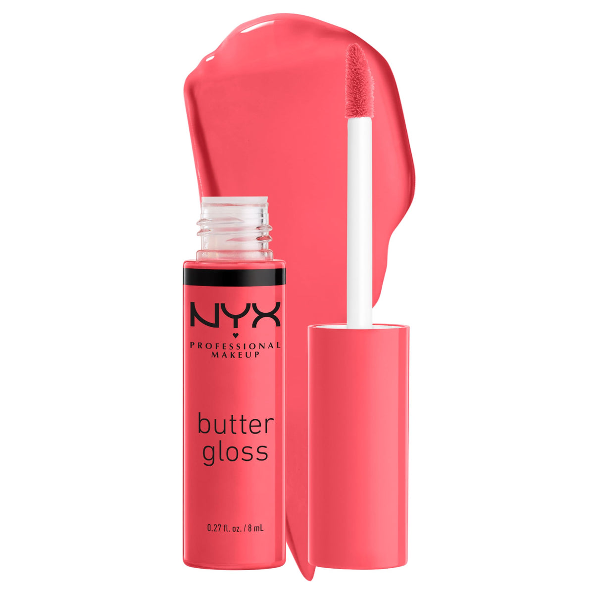 NYX Butter Gloss Sorbet 10g vue de face avec couleur corail vibrant