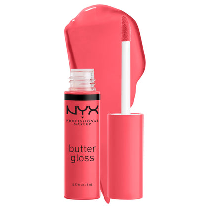 NYX Butter Gloss Sorbet 10g vue de face avec couleur corail vibrant