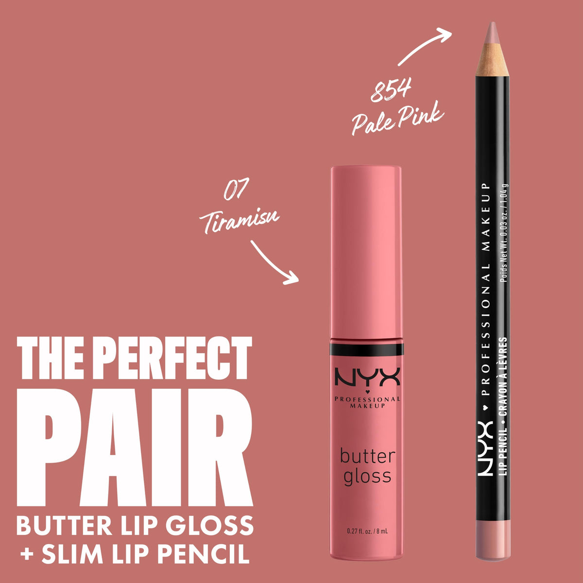 NYX Butter Gloss Tiramisu en gros plan sur une table