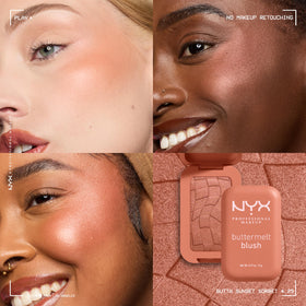 NYX Buttermelt Blush 12H Butta Sunset Sorbet with brush