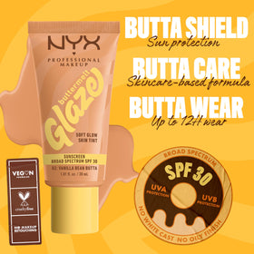 NYX Buttermelt Glaze Teint Éclatant SPF 30, tube ouvert