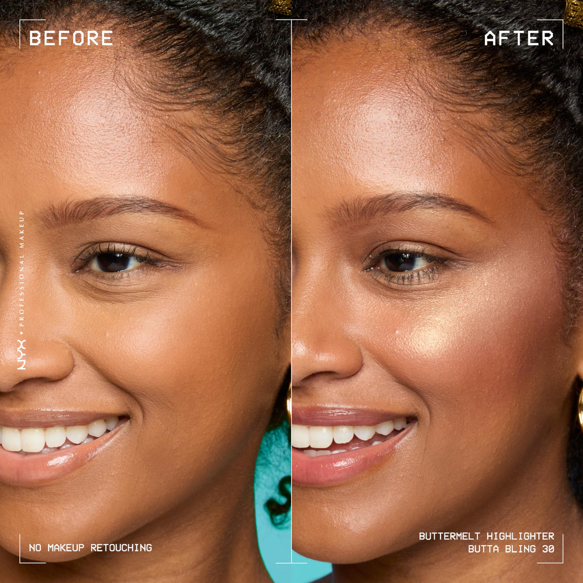 NYX Buttermelt Highlighter 30 Butta Bling, texture crémeuse sur la peau