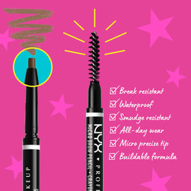NYX Micro Pencil à Sourcils Auburn avec bouchon ouvert