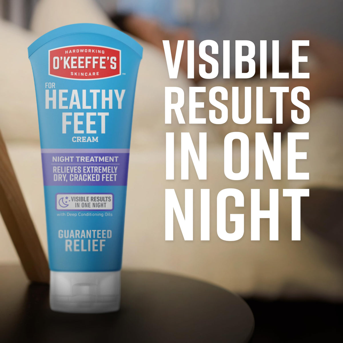 O'Keeffe's Crème de Nuit pour Pieds Sains avec un fond apaisant