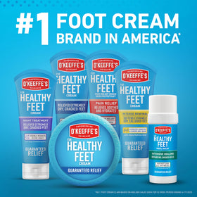 O'Keeffe's Crème de Nuit pour Pieds Sains en utilisation sur des pieds fatigués