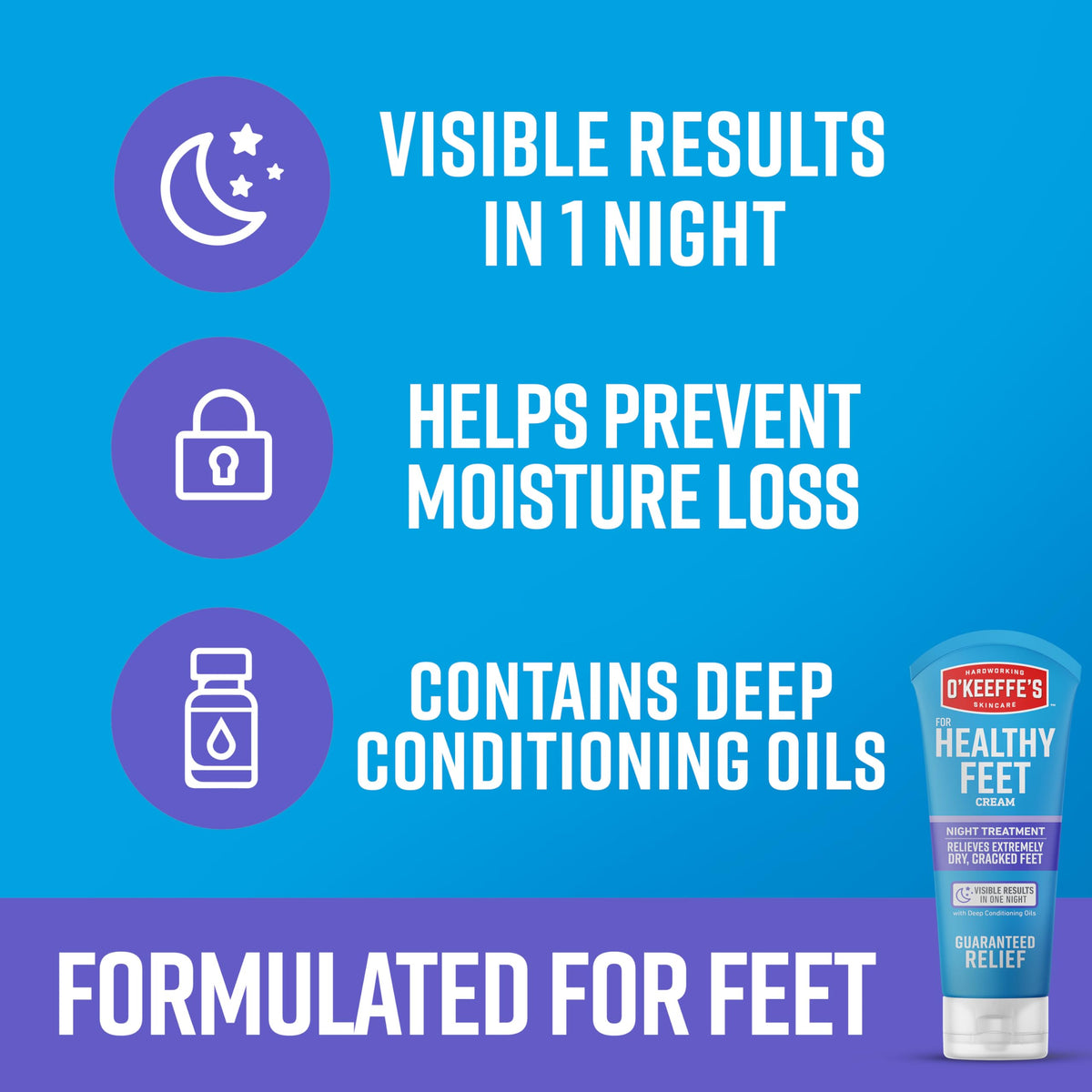 O'Keeffe's Crème de Nuit pour Pieds Sains tube sur une surface en bois