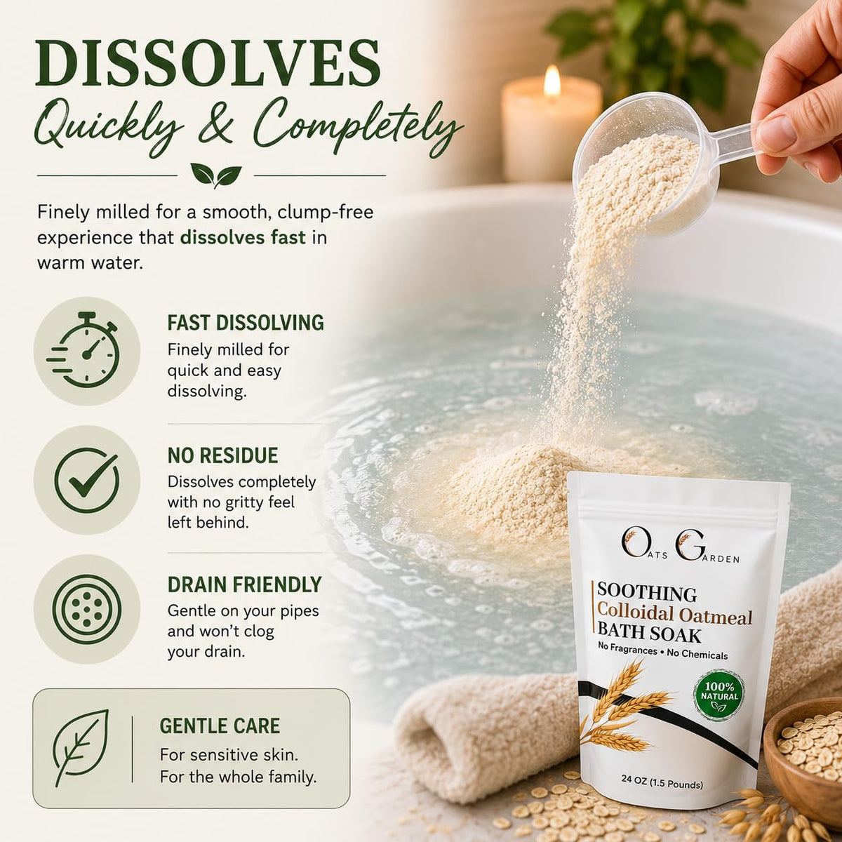 Oats Garden bain d'avoine colloïdal sur une surface en bois