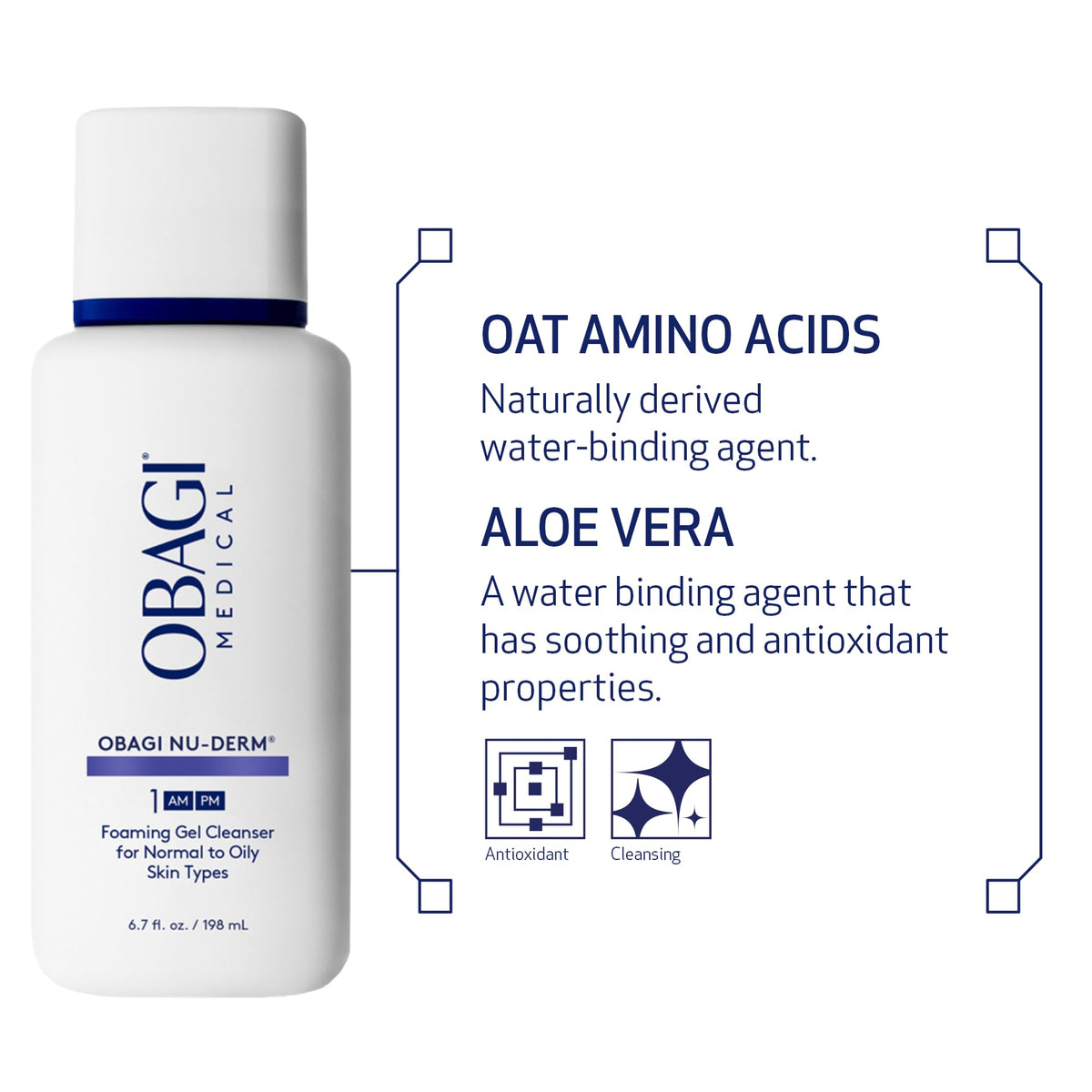Obagi Nu-Derm Gel Moussant sur un plan de toilette
