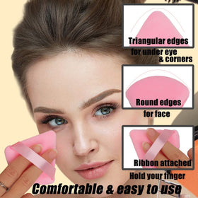 Ocim poudres de maquillage triangle en utilisation sur le visage