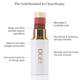 Ogee Sculpted Face Stick Opal avec effet lumineux sur la peau