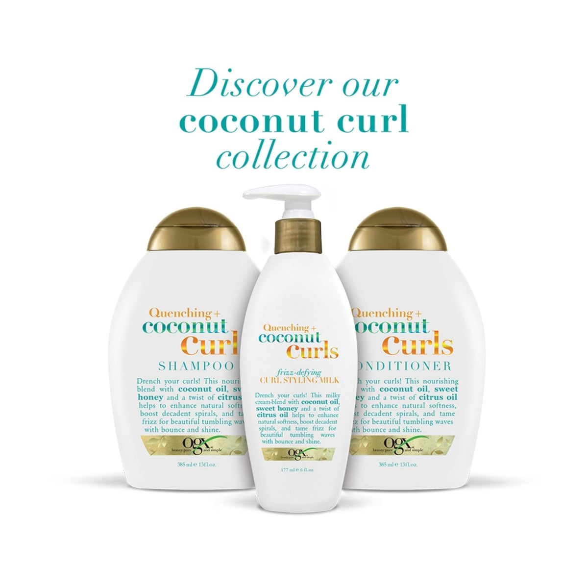 OGX Quenching + Coconut Curls Lait Coiffant 180ml packaging