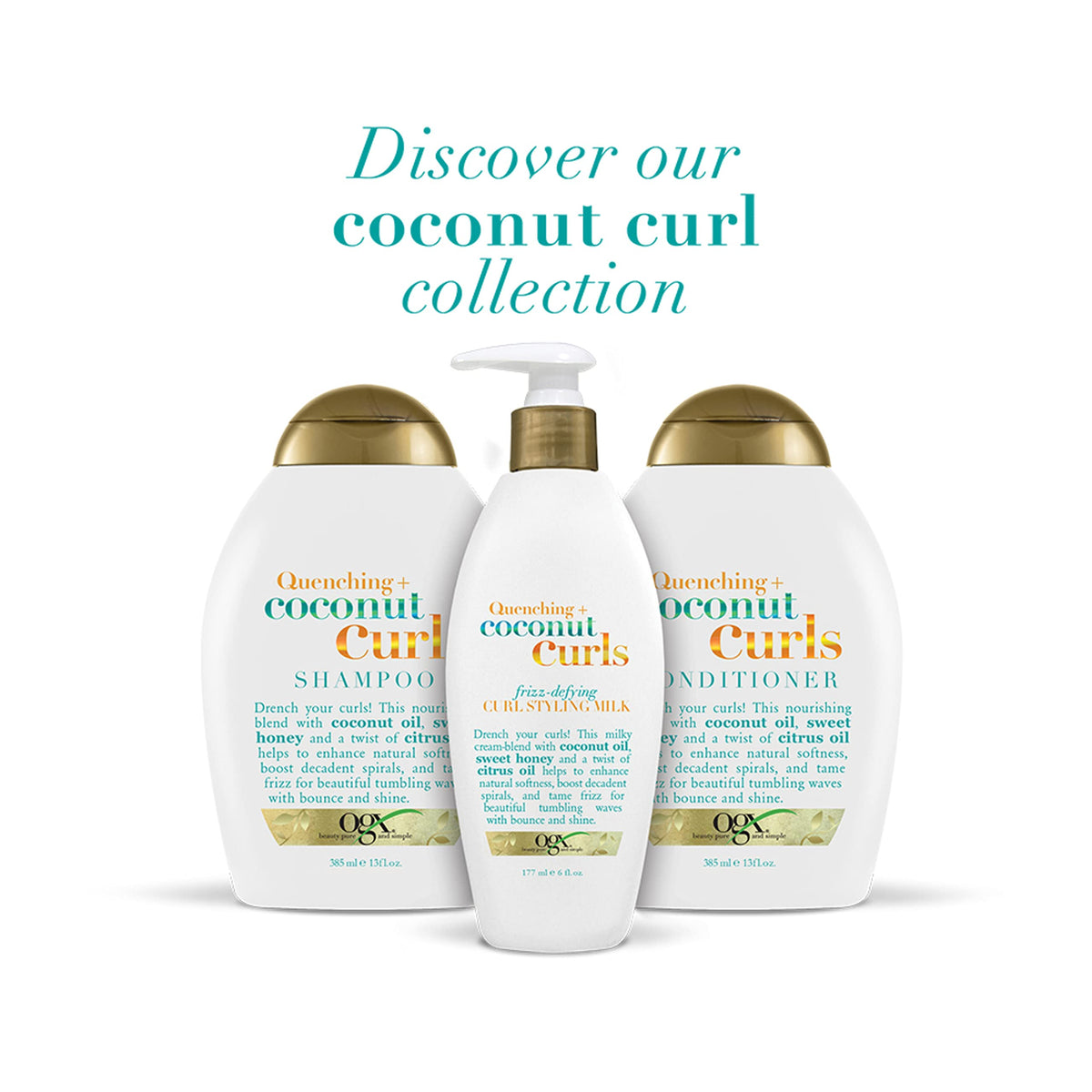 OGX Quenching + Coconut Curls Lait Coiffant 180ml sur cheveux humides