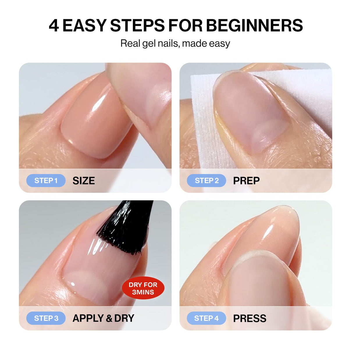 ohora Ongles Pressés en Gel avec un primer et un pad de préparation