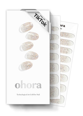 ohora Semi Gel Nail Strips Nude Glitter packaging front view