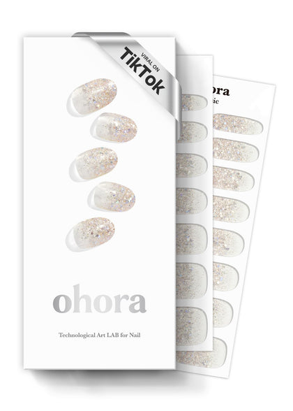 ohora Semi Gel Nail Strips Nude Glitter packaging front view