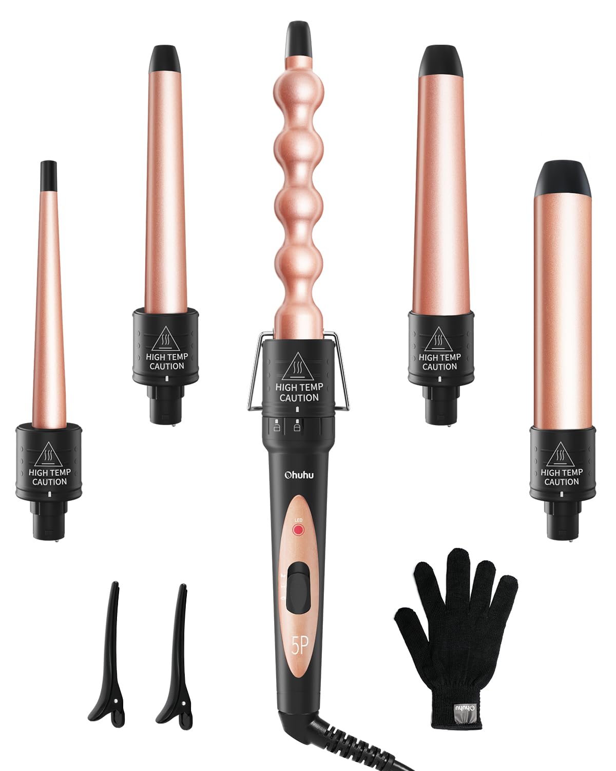 Ohuhu fer à friser 5 en 1 avec barils céramiques interchangeables vue avant