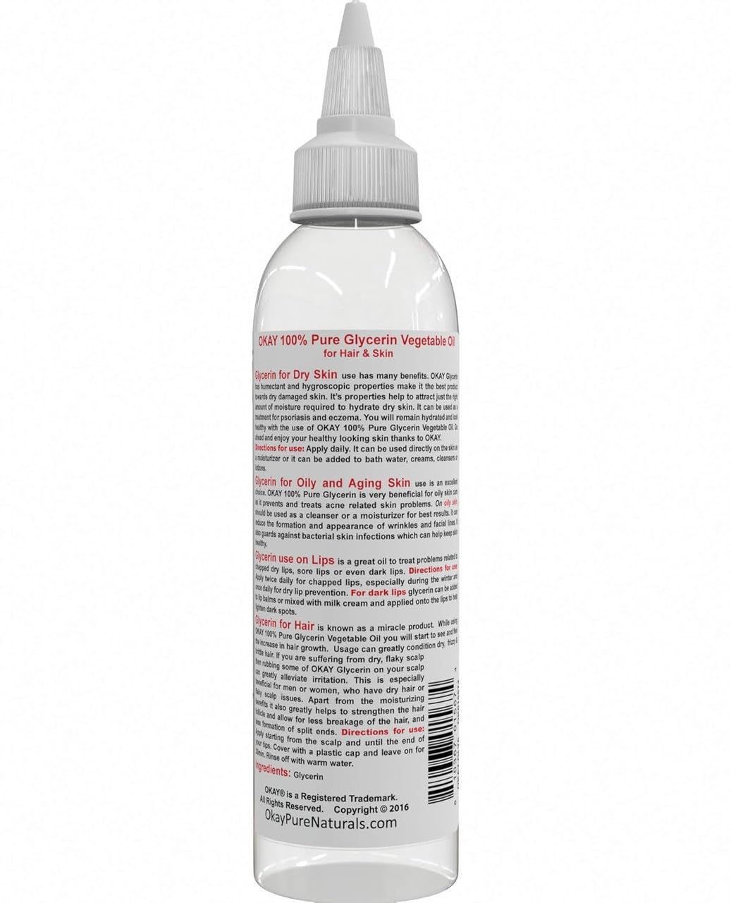 OKAY Glycerine Végétale Pure 100% 249g arriere avec étiquettes