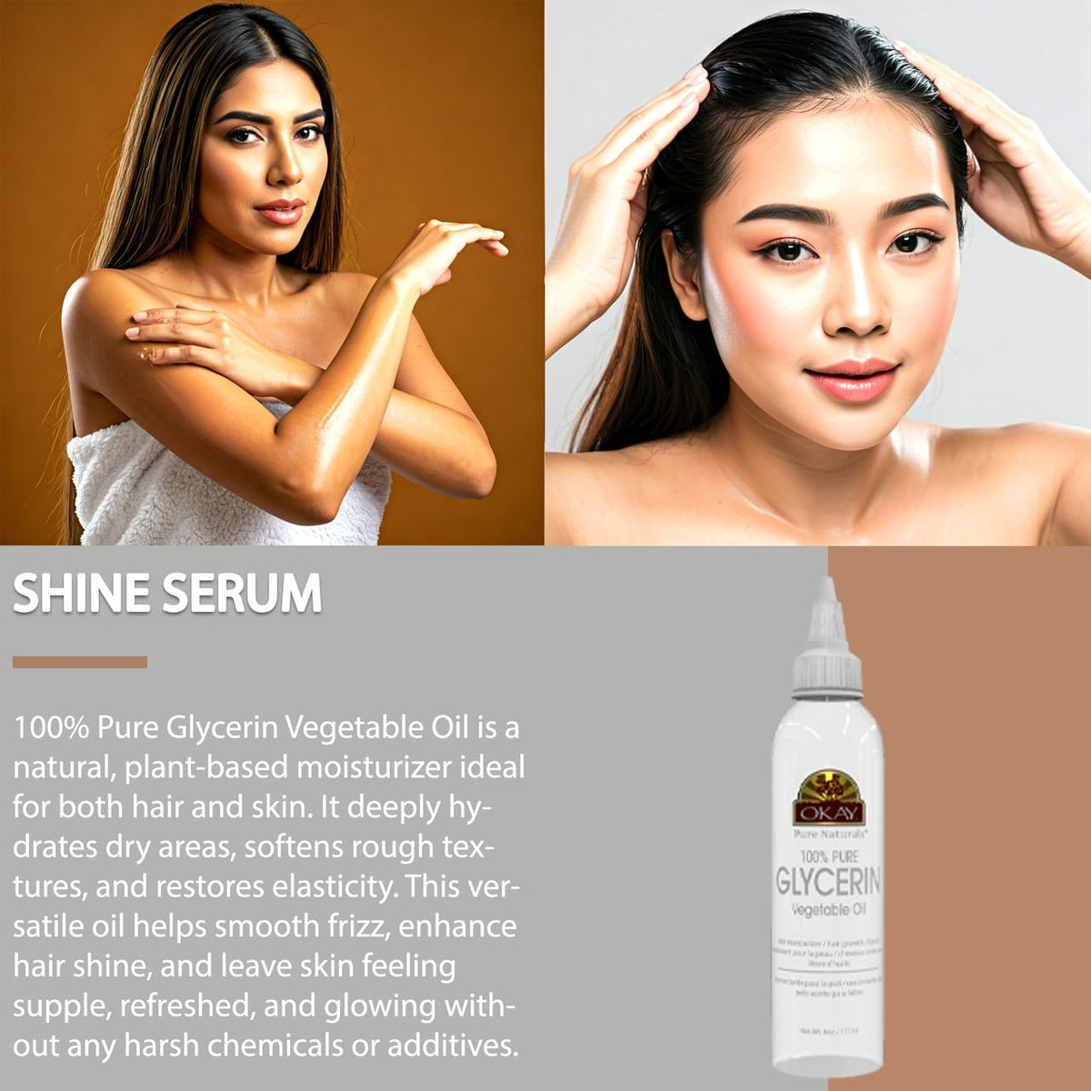 OKAY Glycerine Végétale Pure 100% pour utilisation sur les cheveux